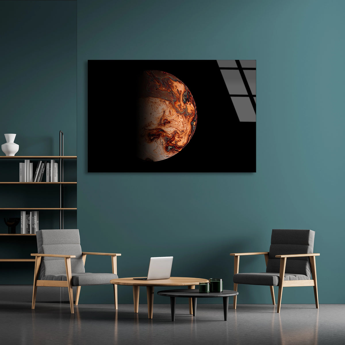 Soyut Gezegen Cam Tablo