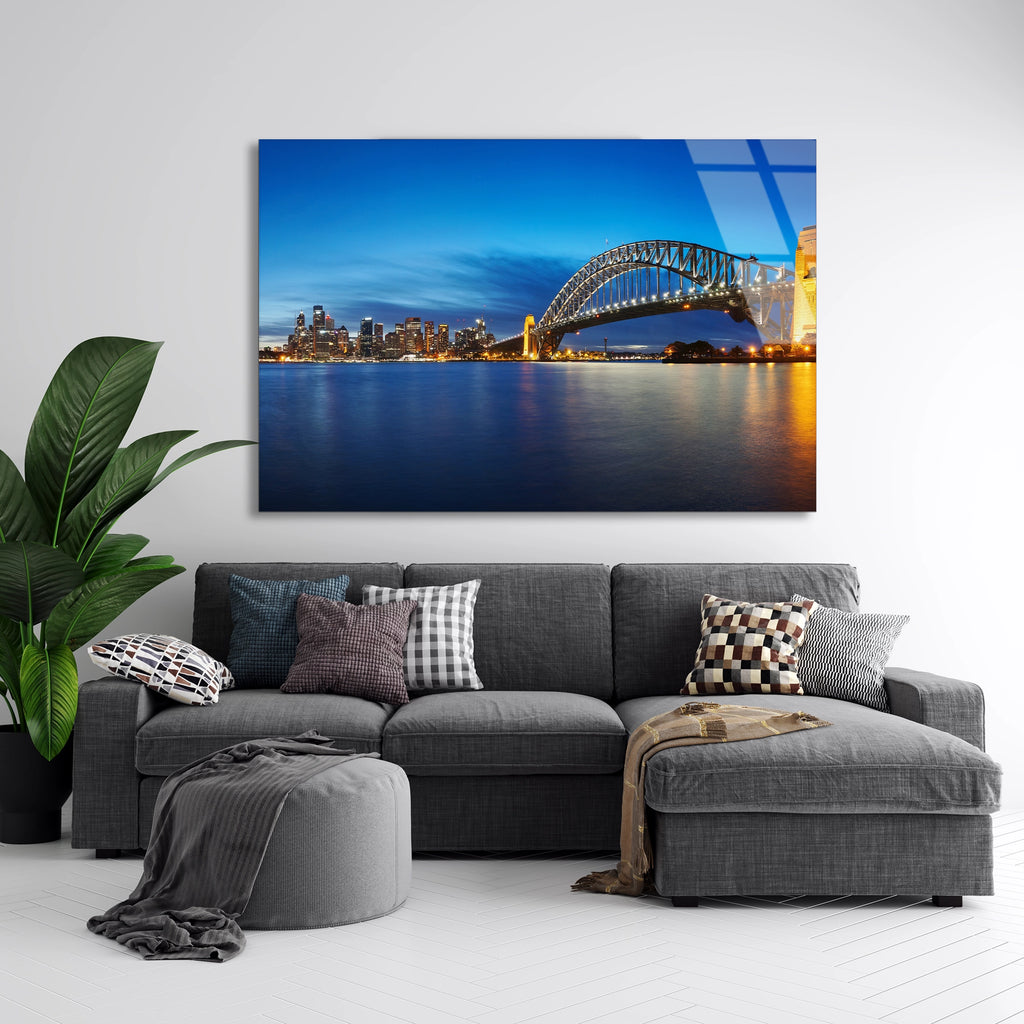 Sydney Köprüsü Gece Cam Tablo