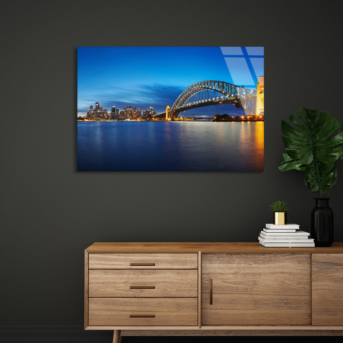 Sydney Köprüsü Gece Cam Tablo