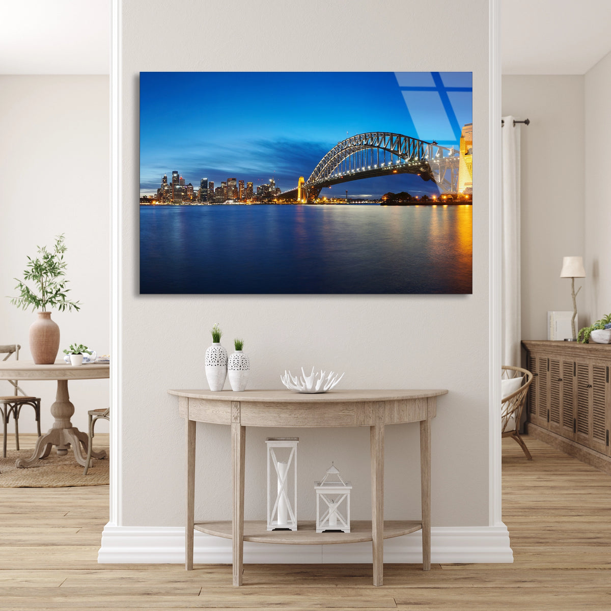 Sydney Köprüsü Gece Cam Tablo