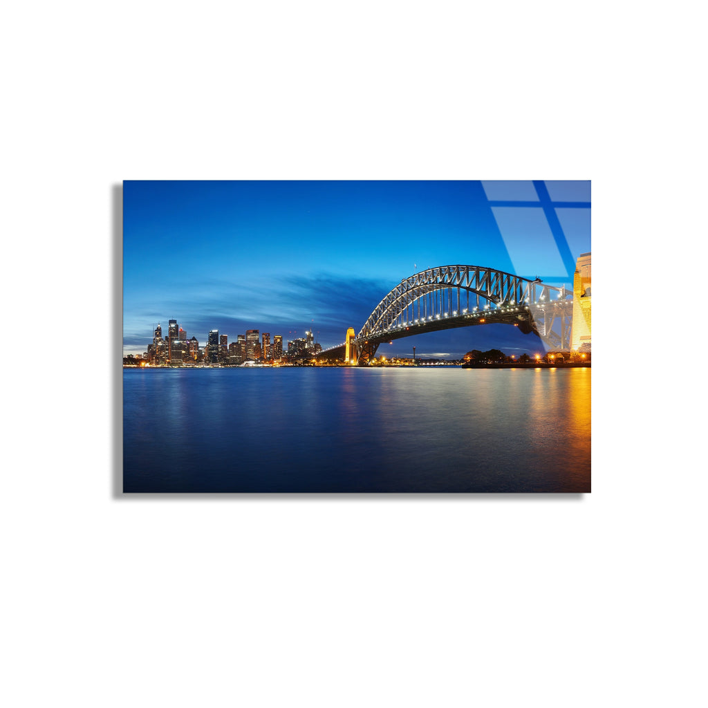 Sydney Köprüsü Gece Cam Tablo