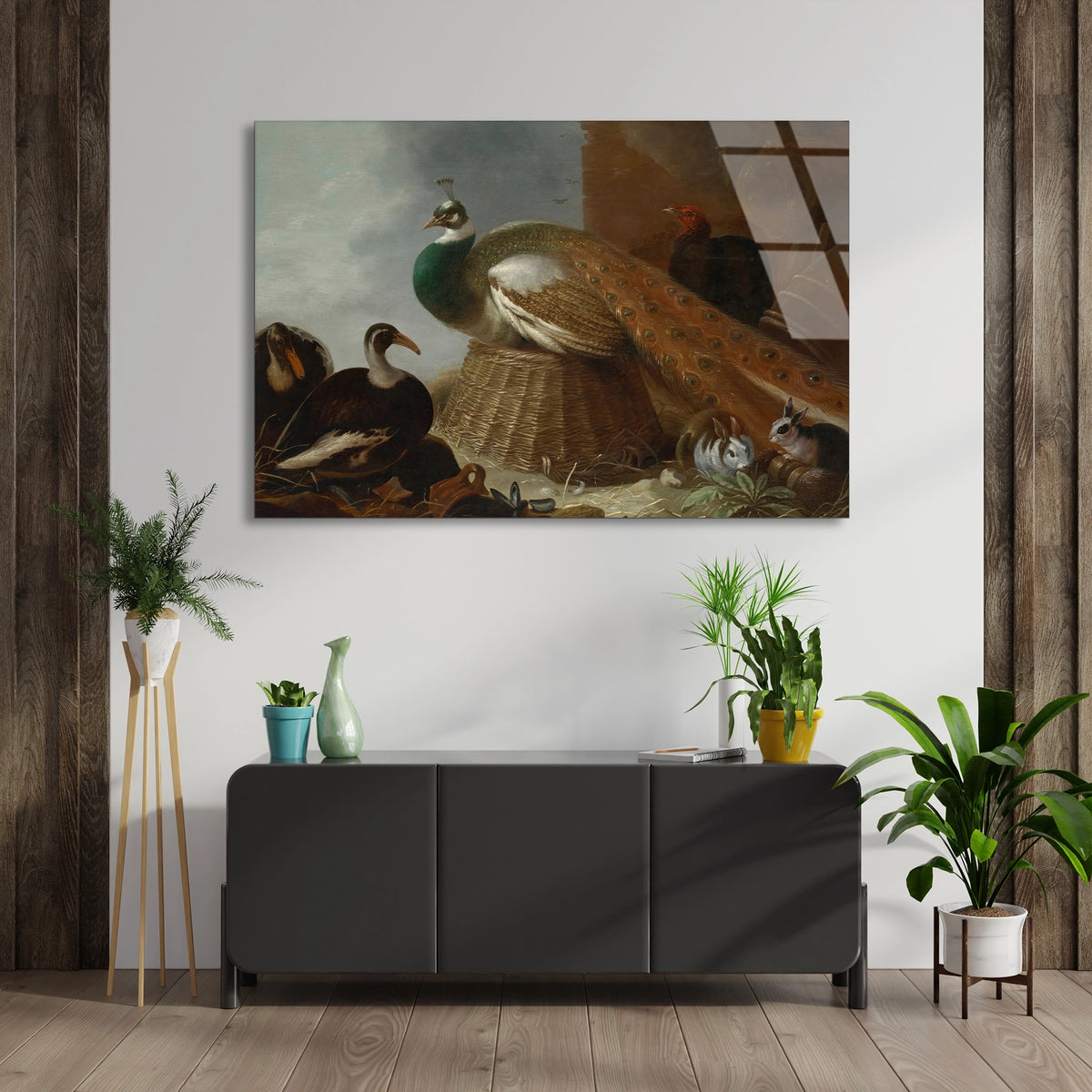 Tavus Kuşu Tablosu Cam Tablo