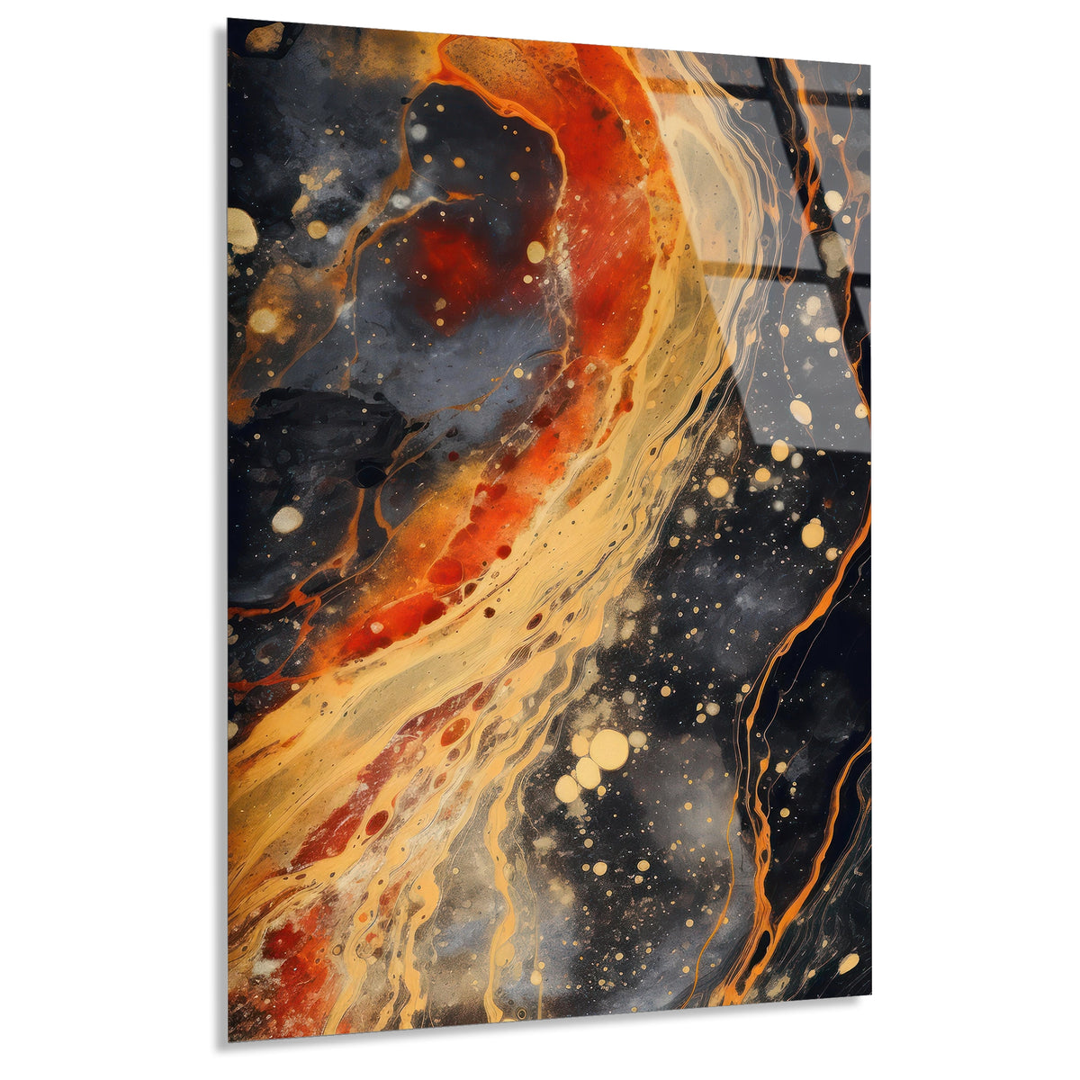 Turuncu Lav Mermer Cam Tablo