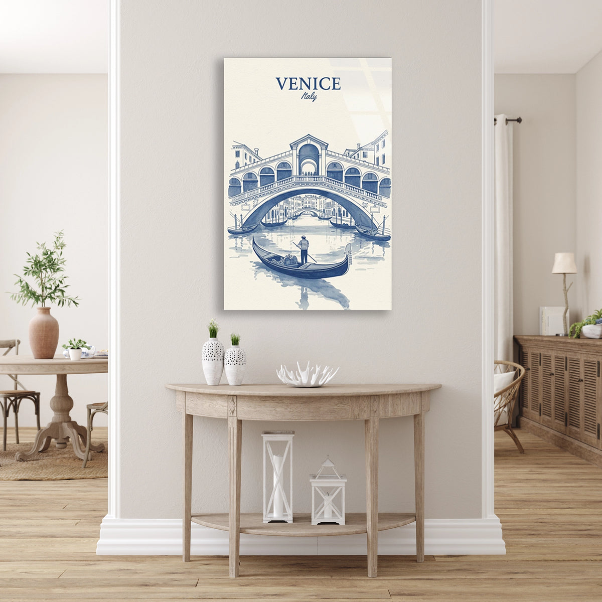 Venedik Rialto Koprusu Cam Tablo