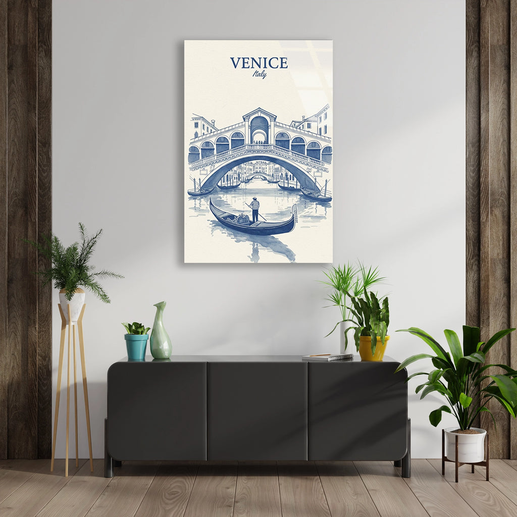 Venedik Rialto Koprusu Cam Tablo