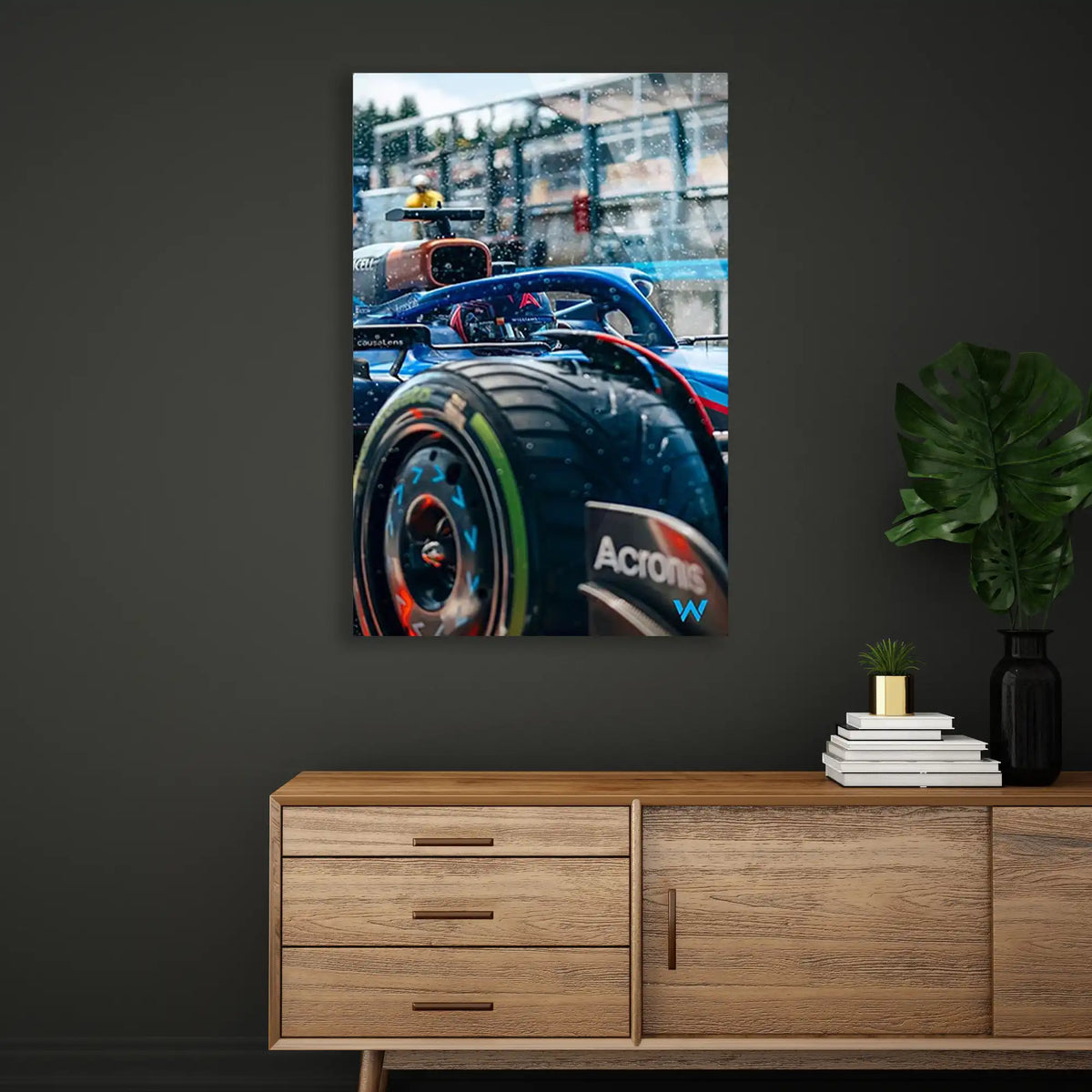 Yağmurda F1 Lastiği F1 Cam Tablo – Formula 1 Duvar Dekoru - DEG0825