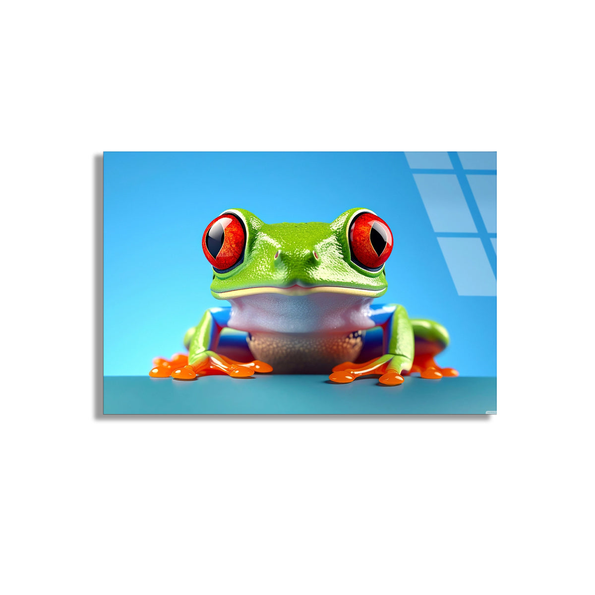 Yeşil Ağaç Kurbağası Cam Tablo