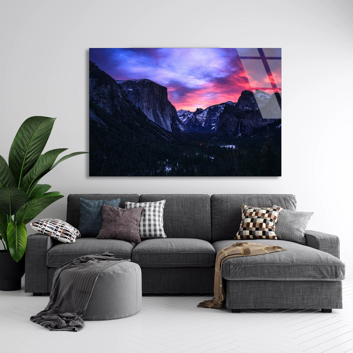 Yosemite Dağ Manzarası Cam Tablo