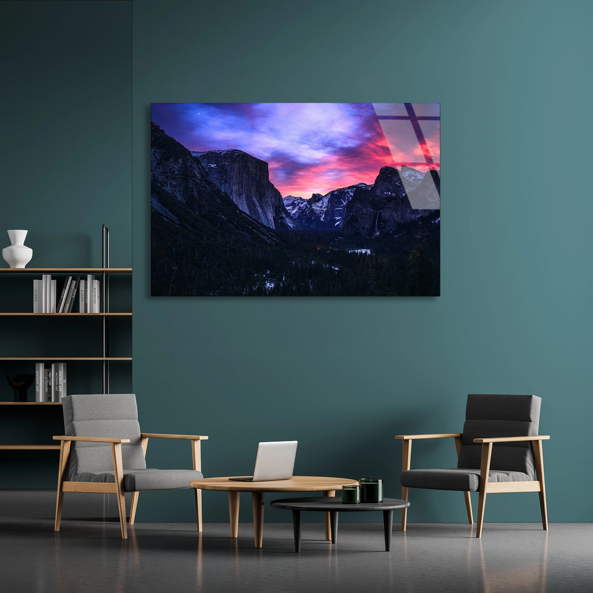 Yosemite Dağ Manzarası Cam Tablo