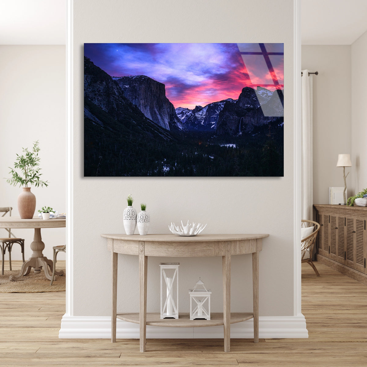 Yosemite Dağ Manzarası Cam Tablo