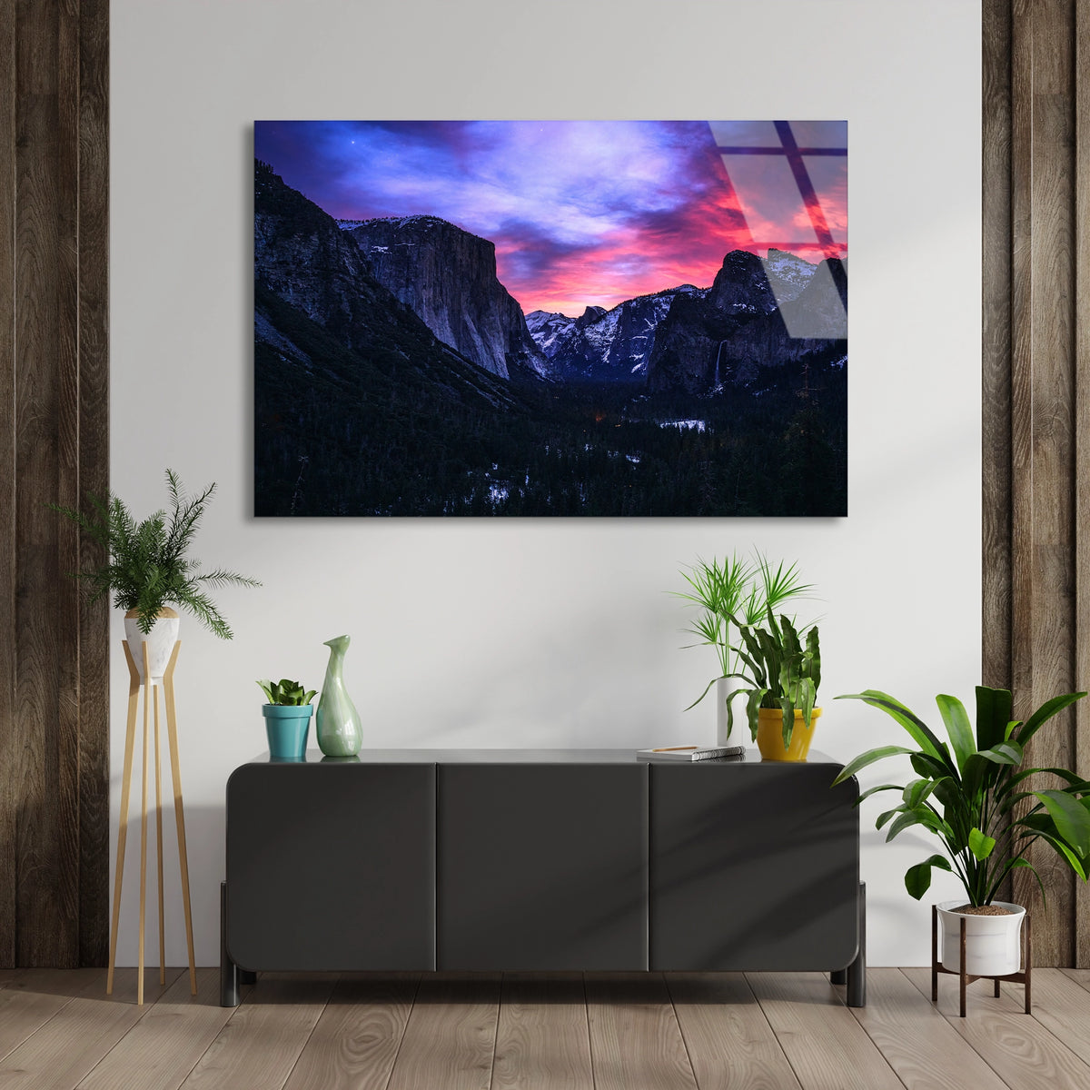 Yosemite Dağ Manzarası Cam Tablo