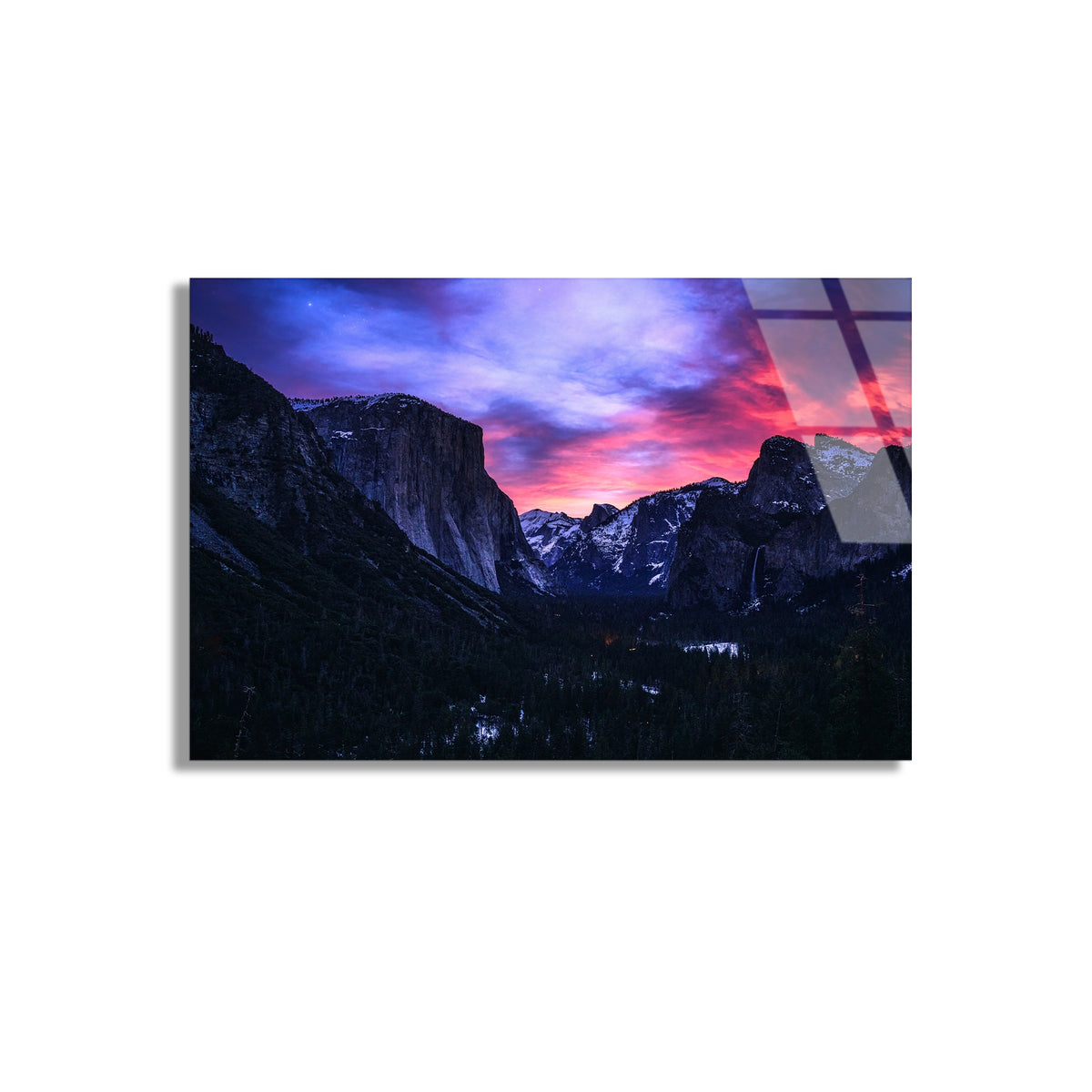 Yosemite Dağ Manzarası Cam Tablo