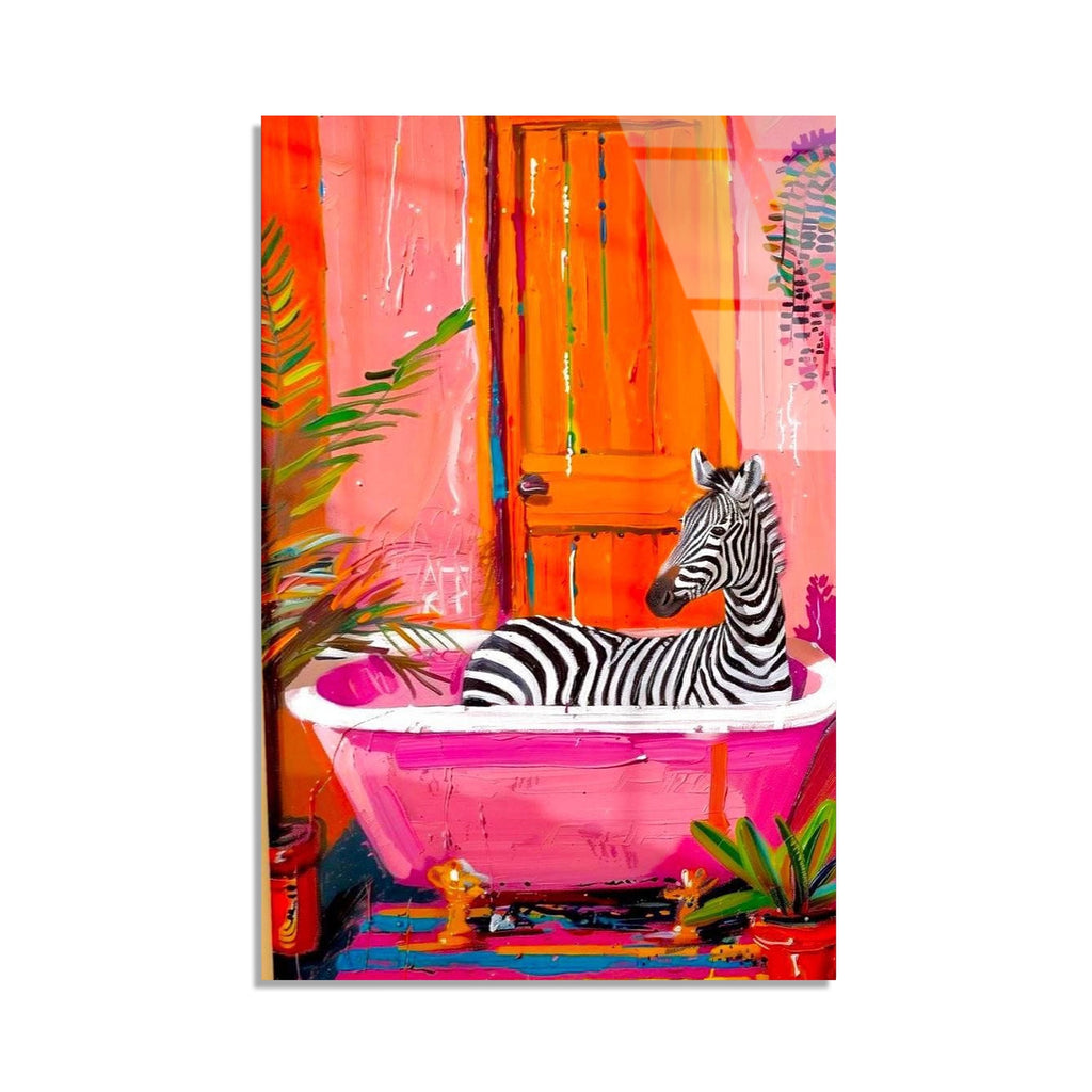 Zebra Pembe Kuvette Cam Tablo