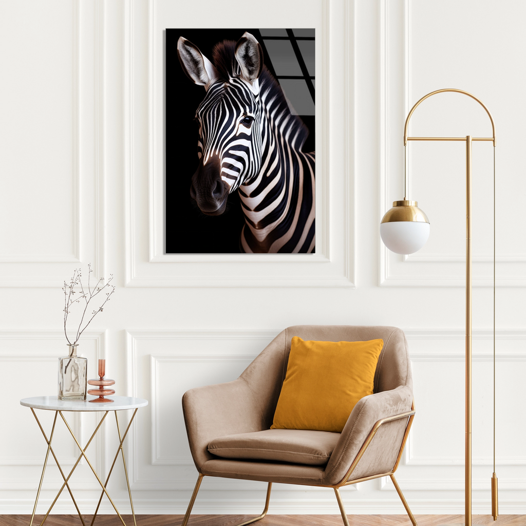 Zebra Portresi Cam Tablo – Hayvan Duvar Dekoru - DEG0915