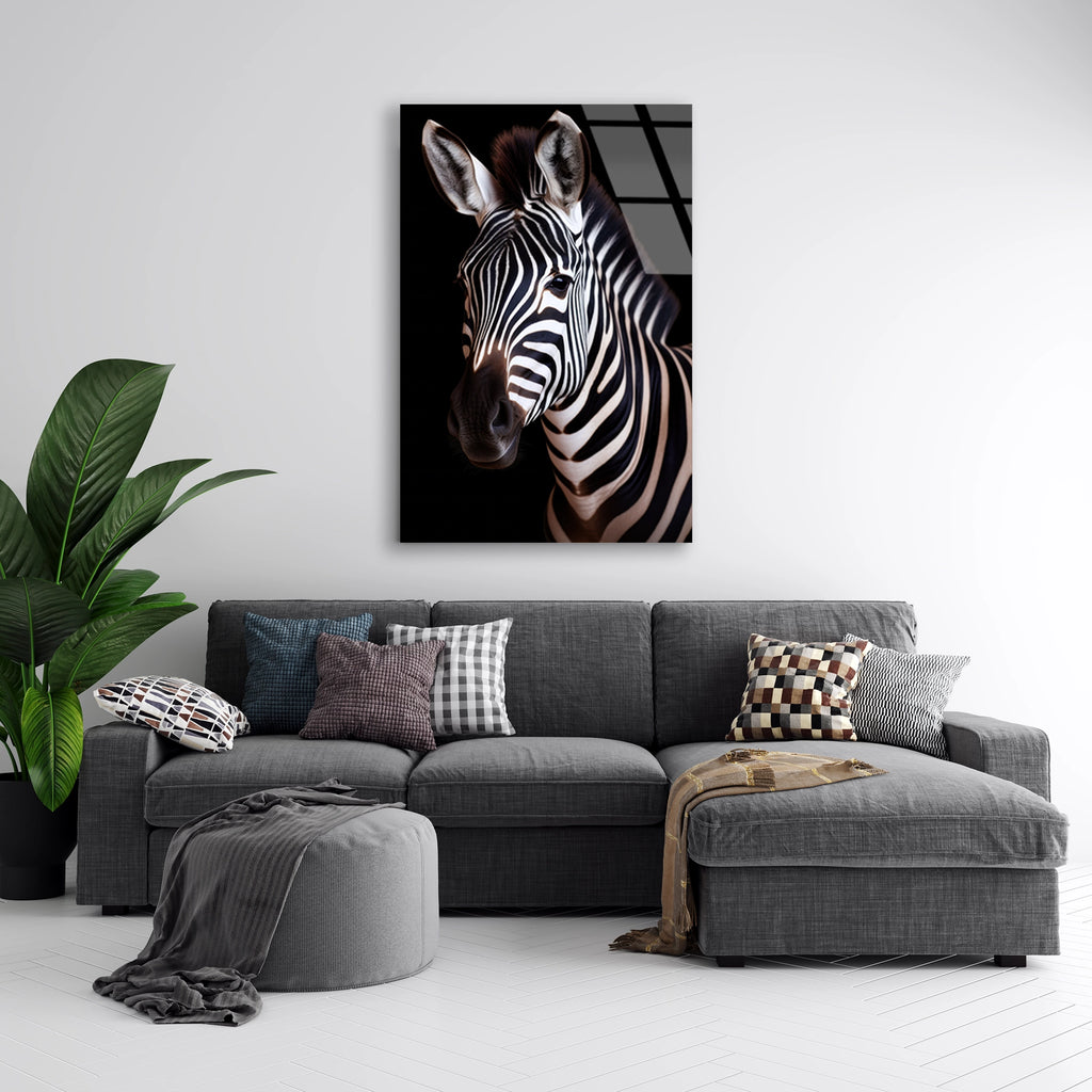 Zebra Portresi Cam Tablo – Hayvan Duvar Dekoru - DEG0915