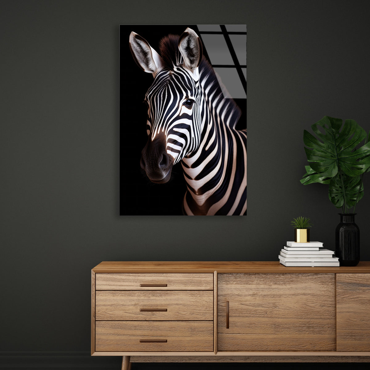 Zebra Portresi Cam Tablo – Hayvan Duvar Dekoru - DEG0915