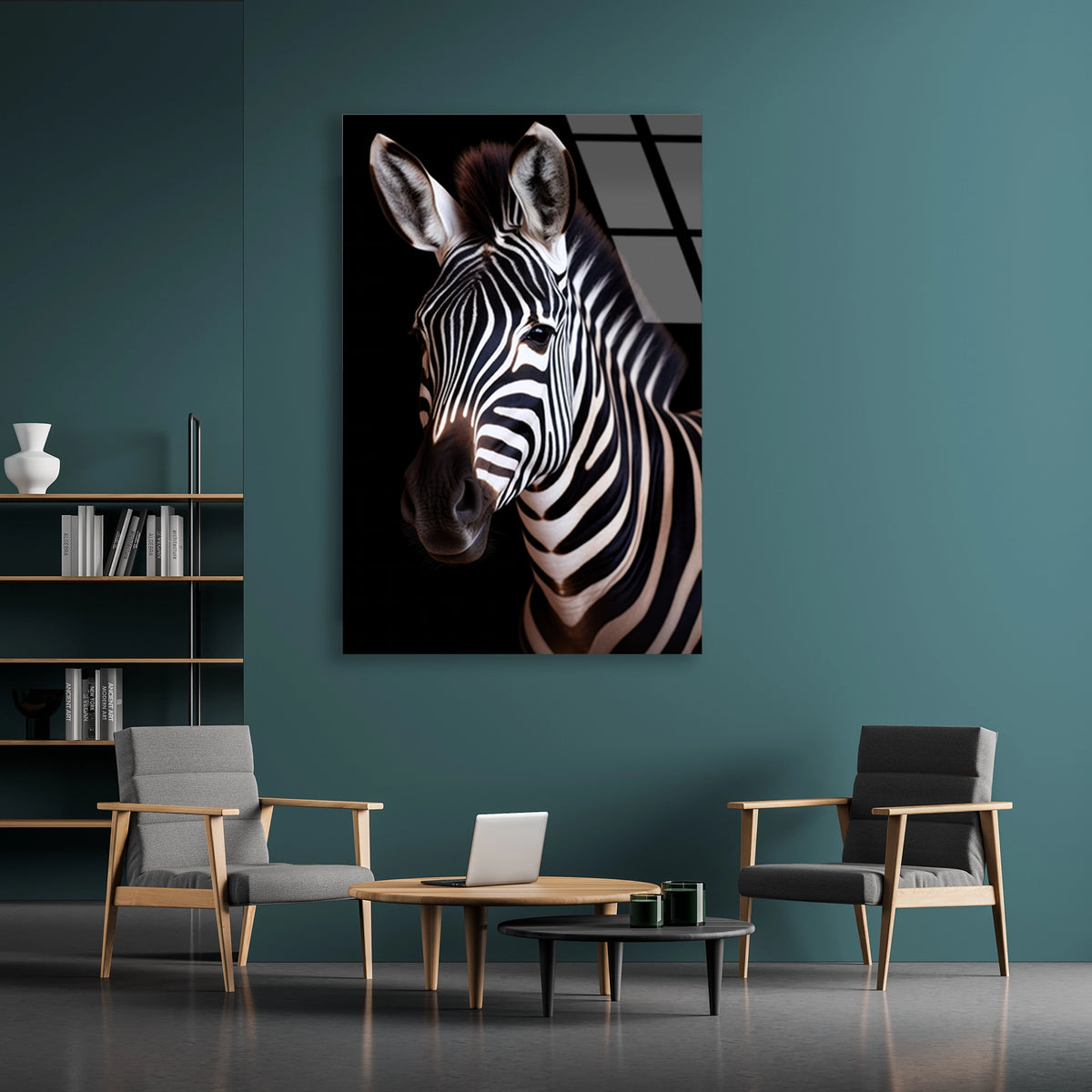 Zebra Portresi Cam Tablo – Hayvan Duvar Dekoru - DEG0915