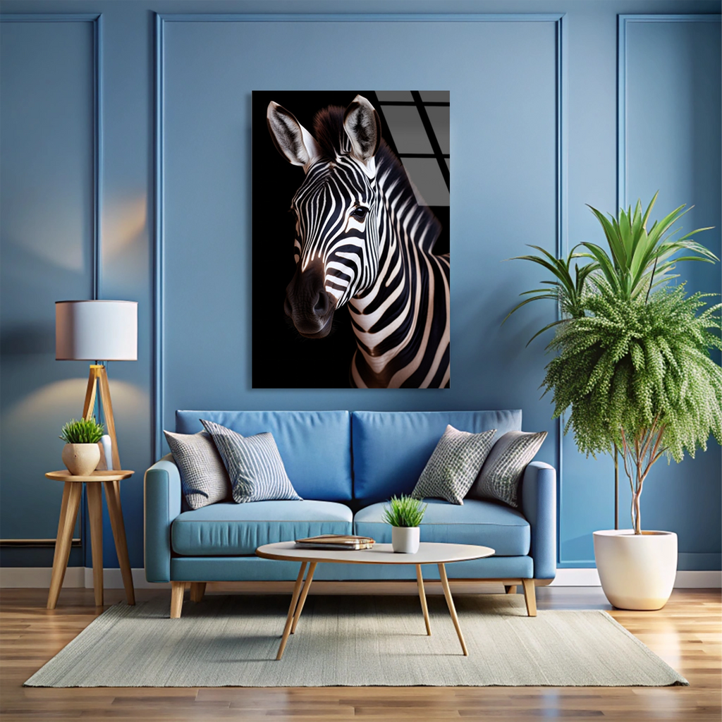 Zebra Portresi Cam Tablo – Hayvan Duvar Dekoru - DEG0915