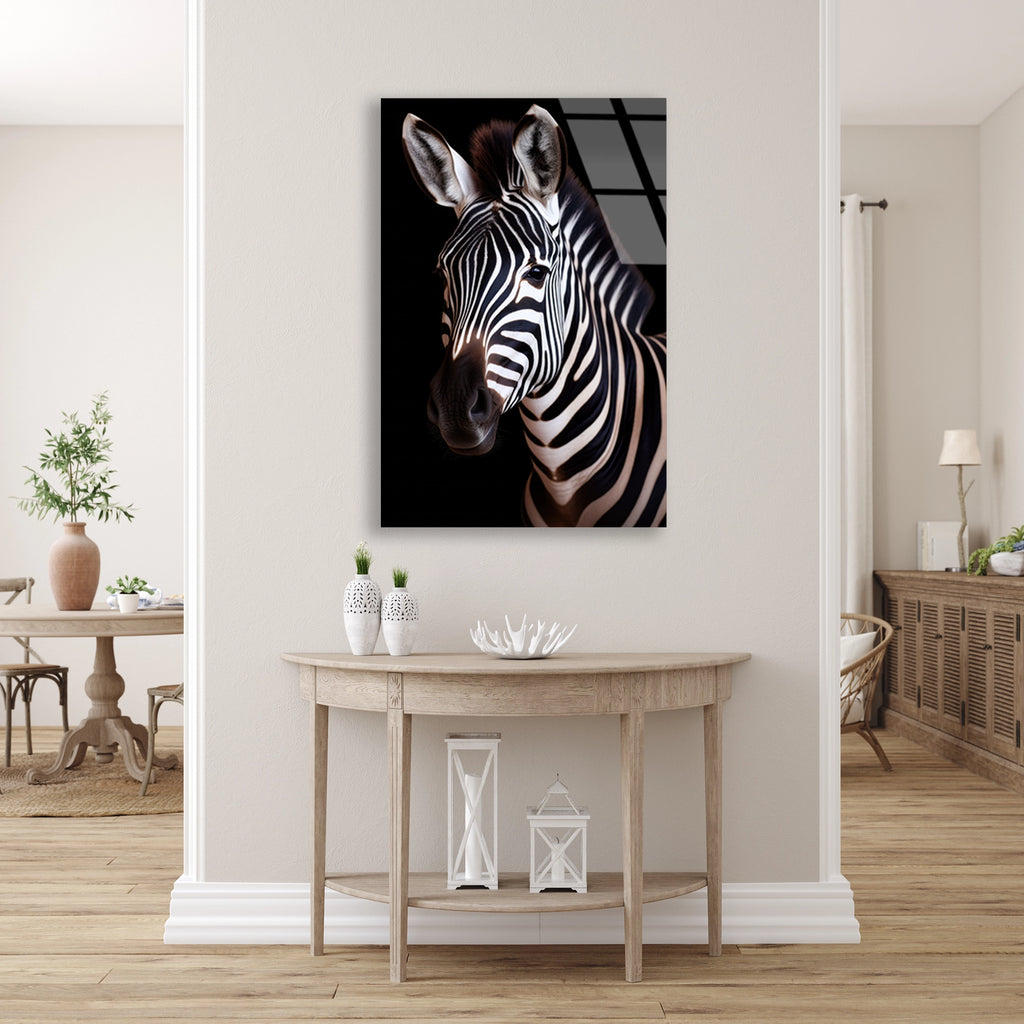 Zebra Portresi Cam Tablo – Hayvan Duvar Dekoru - DEG0915
