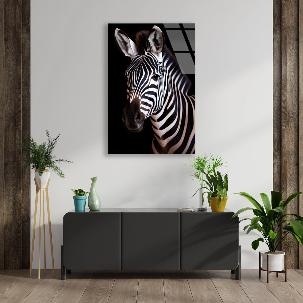 Zebra Portresi Cam Tablo – Hayvan Duvar Dekoru - DEG0915